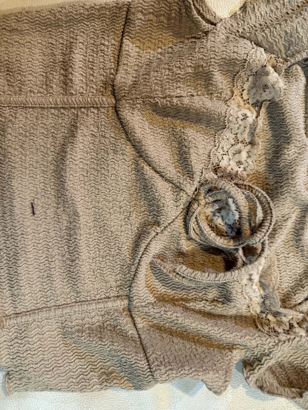 Girls' Tan Lace-Trim Knit Bottoms
